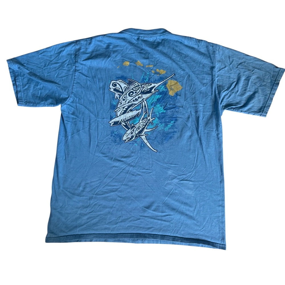 Crazy Shirts Hawaii Original Marlin Fish‎ Graphic T-Shirt Mens XL Blue